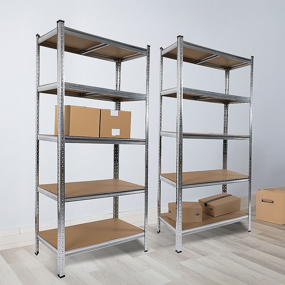 2x 1.8m Garage Shelving Unit, 5-Tier Warehouse Rack, 200kg per Shelf Set