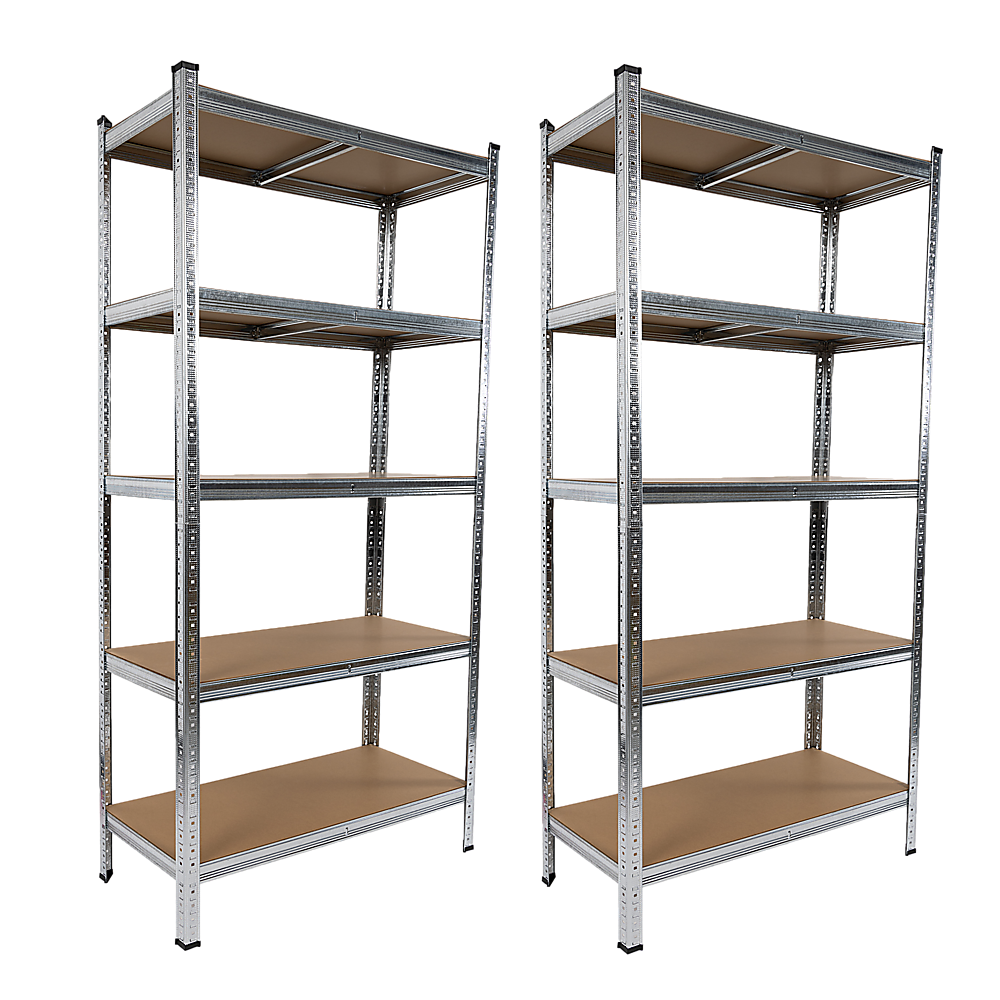 2x 1.8m Garage Shelving Unit, 5-Tier Warehouse Rack, 200kg per Shelf Set