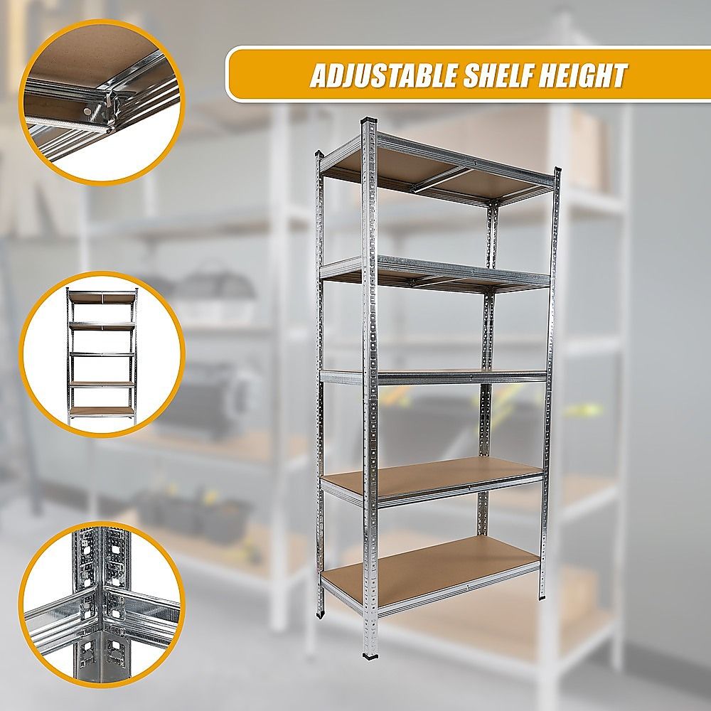 2x 1.8m Garage Shelving Unit, 5-Tier Warehouse Rack, 200kg per Shelf Set