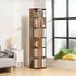 360 Rotating Bookshelf Bamboo Storage Display Rack Shelving in Dark Wood