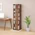 360 Rotating Bookshelf Bamboo Storage Display Rack Shelving in Dark Wood