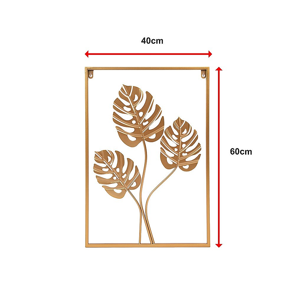 Metal Wall Picture with Leaves 40 x 60 cm Golden Decoration