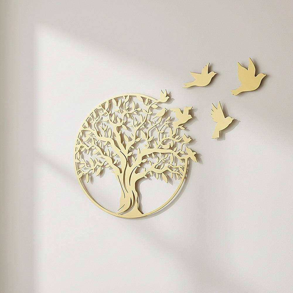 Metal Tree of Life Wall Art 7 Flying Birds Wall Sculpture