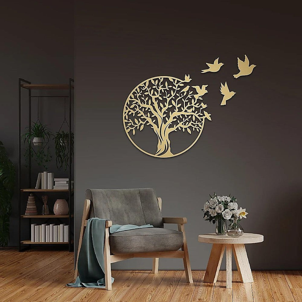 Metal Tree of Life Wall Art 7 Flying Birds Wall Sculpture