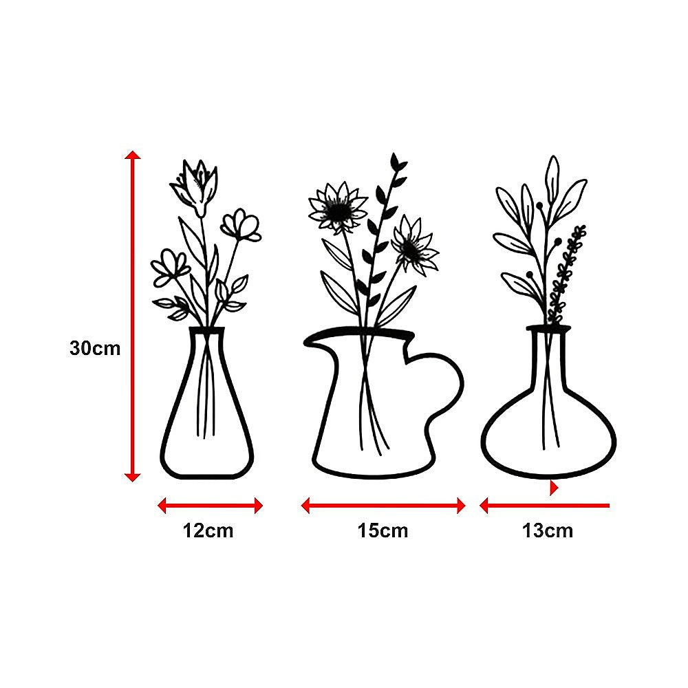 Metal Iron Flower Vase Wall Art Decoration