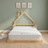 Pine Wood Floor Bed House Frame for Kids and Toddlers