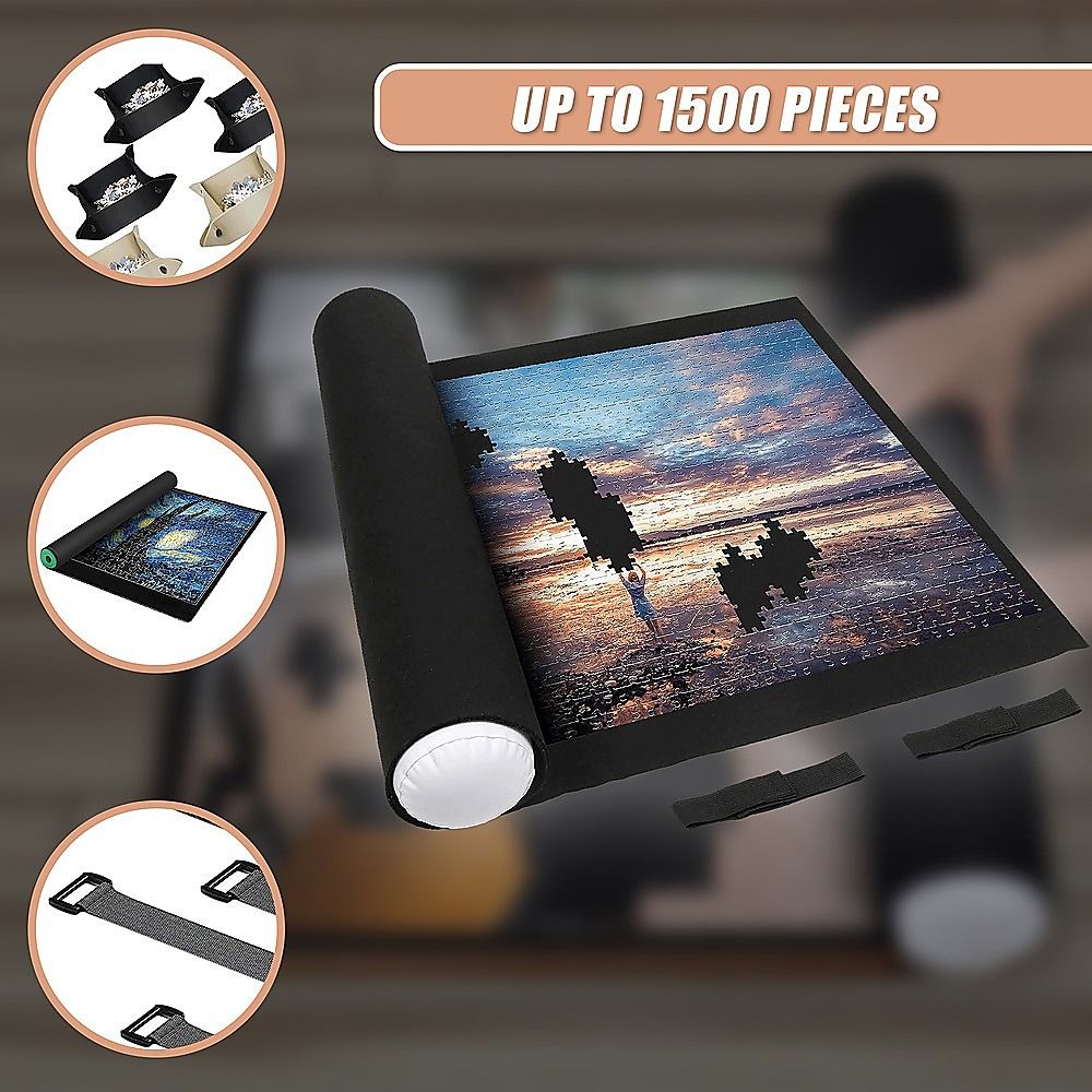 Jigsaw Puzzle Roll Up Mat 1500 Piece Felt Puzzle Saver 118x66cm Storage Tube