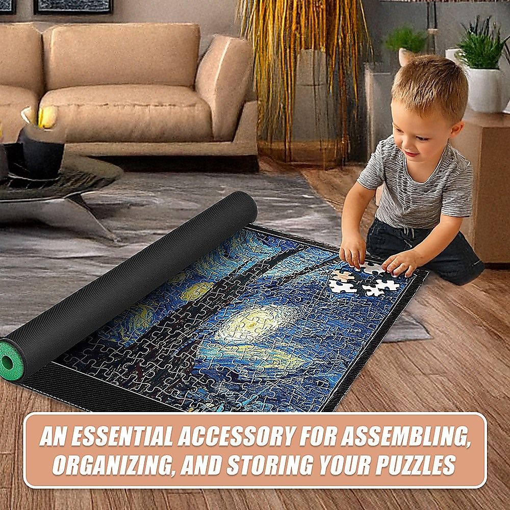 Jigsaw Puzzle Roll Up Mat 1500 Piece Felt Puzzle Saver 118x66cm Storage Tube