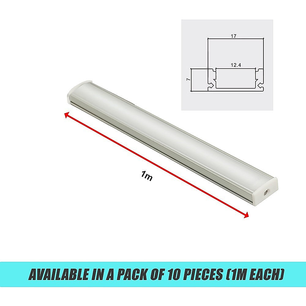 10 x 1M Aluminium LED Strip Light Channel Profile for Kitchen Cabinet