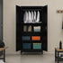 Black Two Door Metal Storage Cabinet with Legs Adjustable Shelf Lockable Steel Cupboard for Home Office Gym