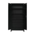 Black Two Door Metal Storage Cabinet with Legs Adjustable Shelf Lockable Steel Cupboard for Home Office Gym