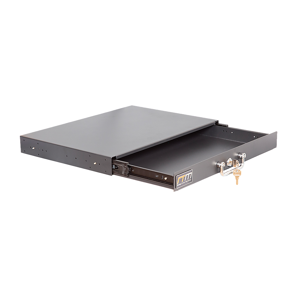 1U Locking Rack Mount Drawer Secure Steel Storage for 19