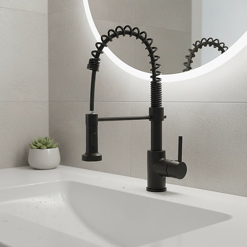 Flexible Pull-Out Kitchen Mixer Tap with Spray Function, Black
