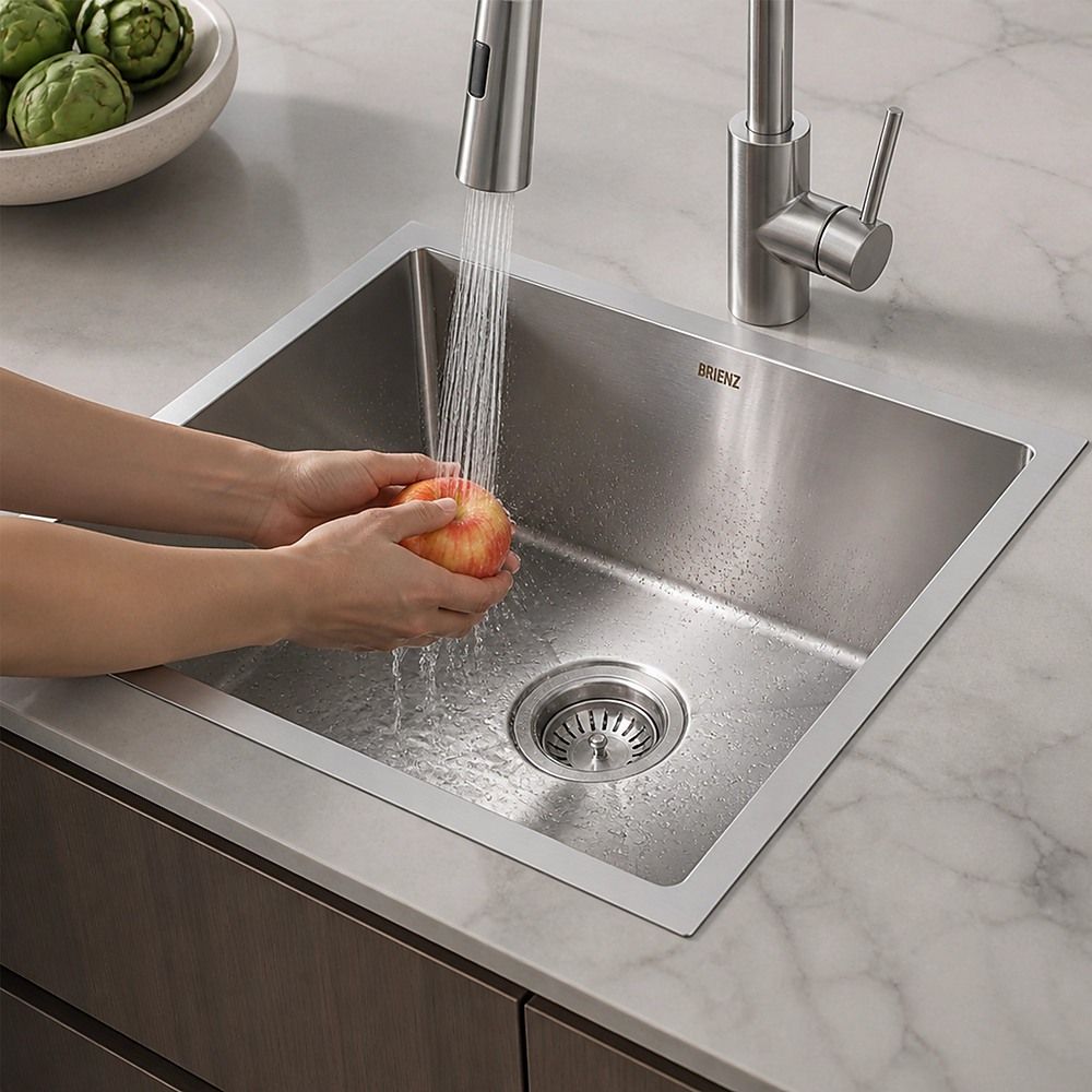 510x450mm Handmade 1.5mm 16 Gauge Stainless Steel Kitchen Laundry Sink with Waste