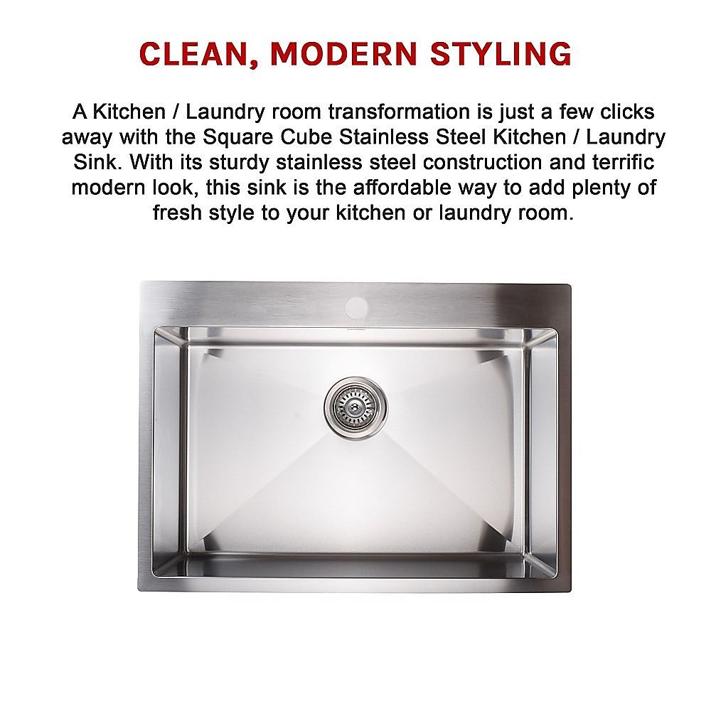700x500mm Handmade 1.5mm 16 Gauge Stainless Steel Kitchen Laundry Sink with Waste