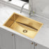 700x450mm Handmade 1.5mm 16 Gauge Gold Stainless Steel Kitchen Laundry Sink with Waste