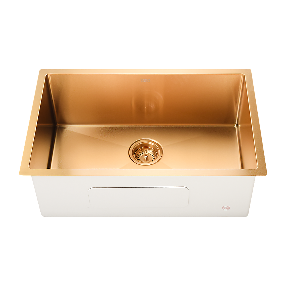 700x450mm Handmade 1.5mm 16 Gauge Gold Stainless Steel Kitchen Laundry Sink with Waste
