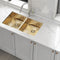 775x450mm Handmade 1.5mm 16 Gauge Gold Finish Stainless Steel Kitchen Laundry Sink with Waste