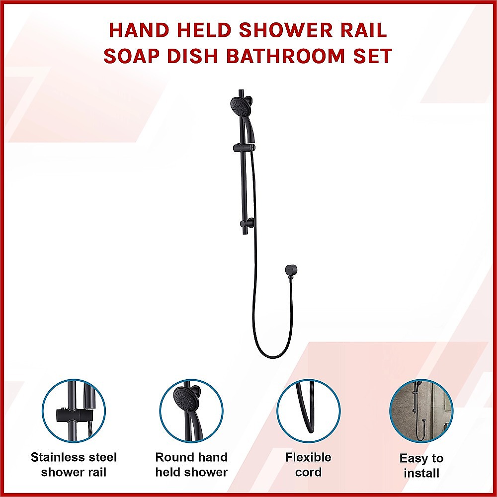 Hand Held Shower Rail and Soap Dish Set, 8.08L/min WELS 3-Star