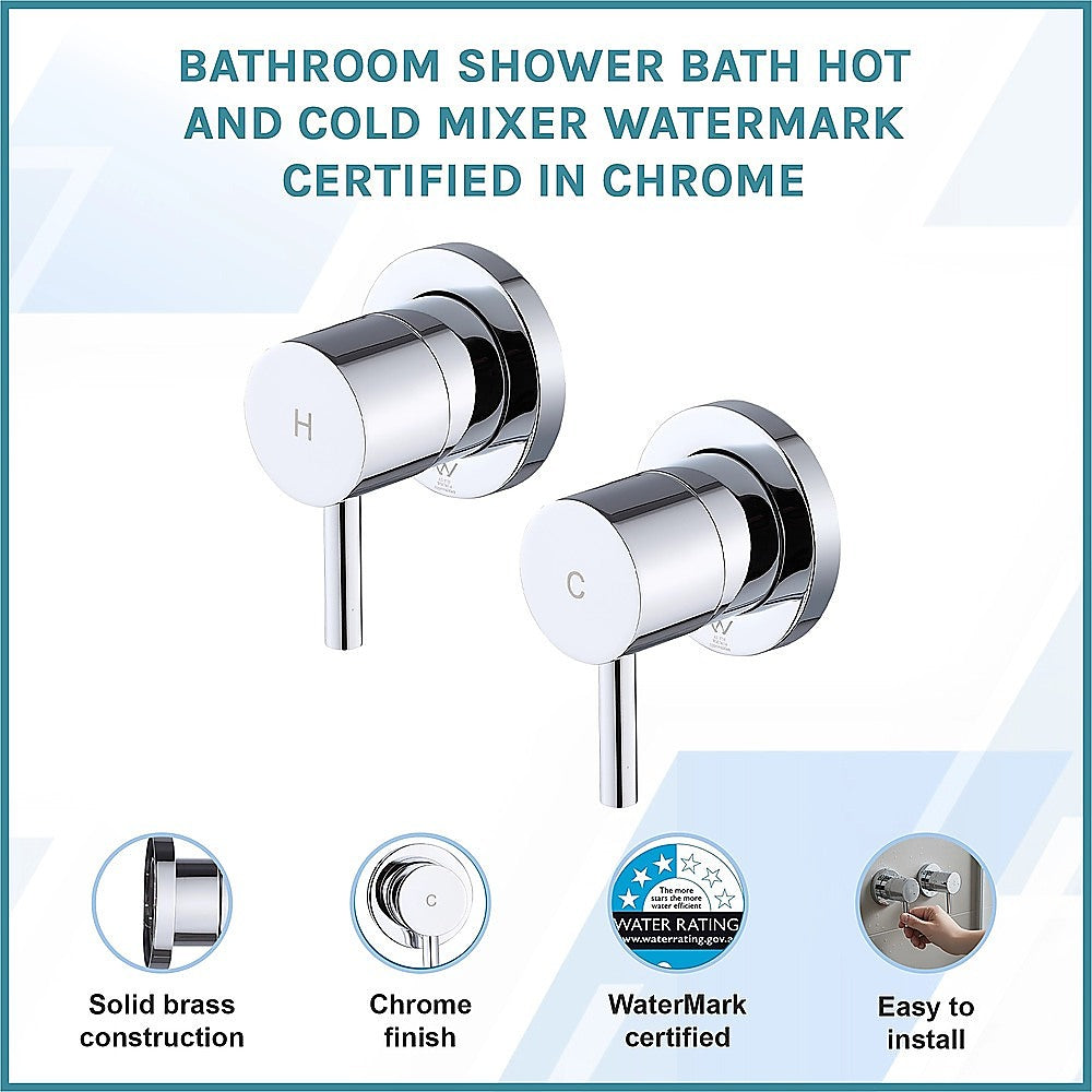 Bathroom Shower Bath Hot and Cold Mixer WATERMARK Certified in Chrome
