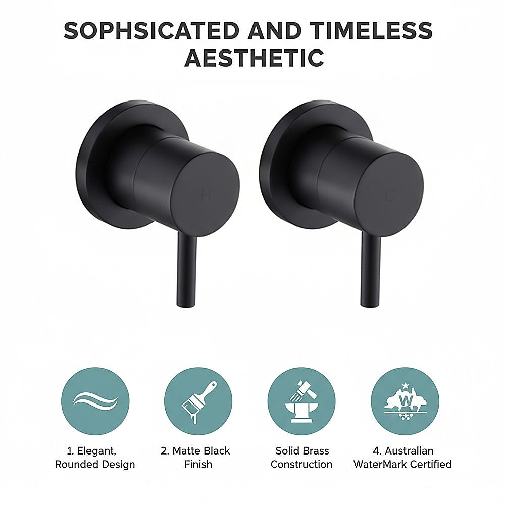 Bathroom Shower Bath Hot and Cold Mixer WATERMARK Certified in Black