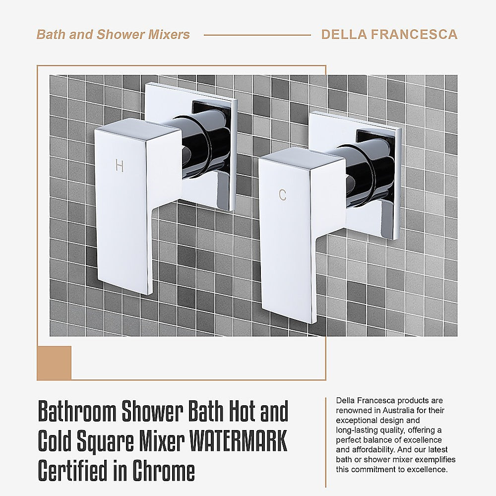 Bathroom Shower Bath Hot and Cold Square Mixer WATERMARK Certified in Chrome