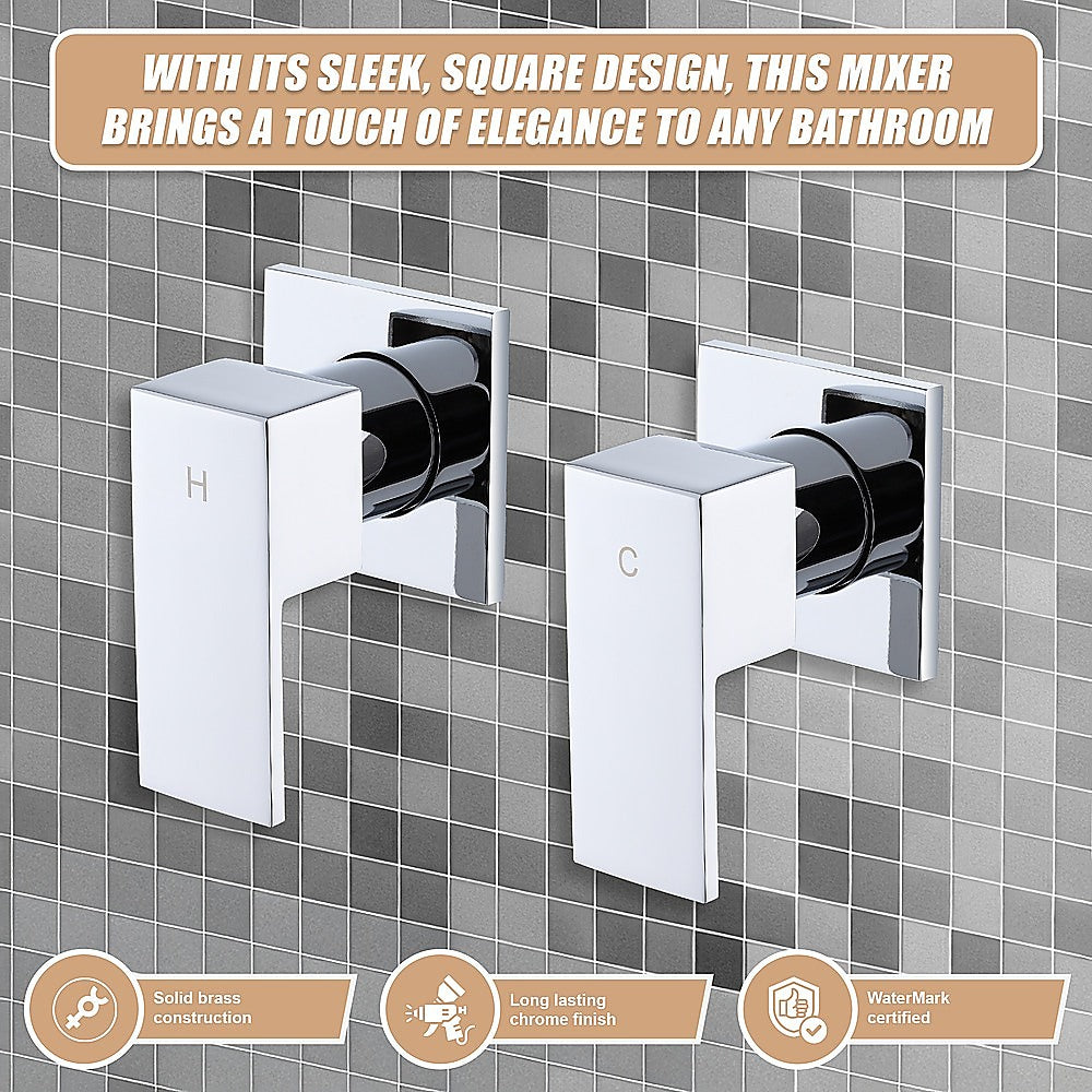 Bathroom Shower Bath Hot and Cold Square Mixer WATERMARK Certified in Chrome