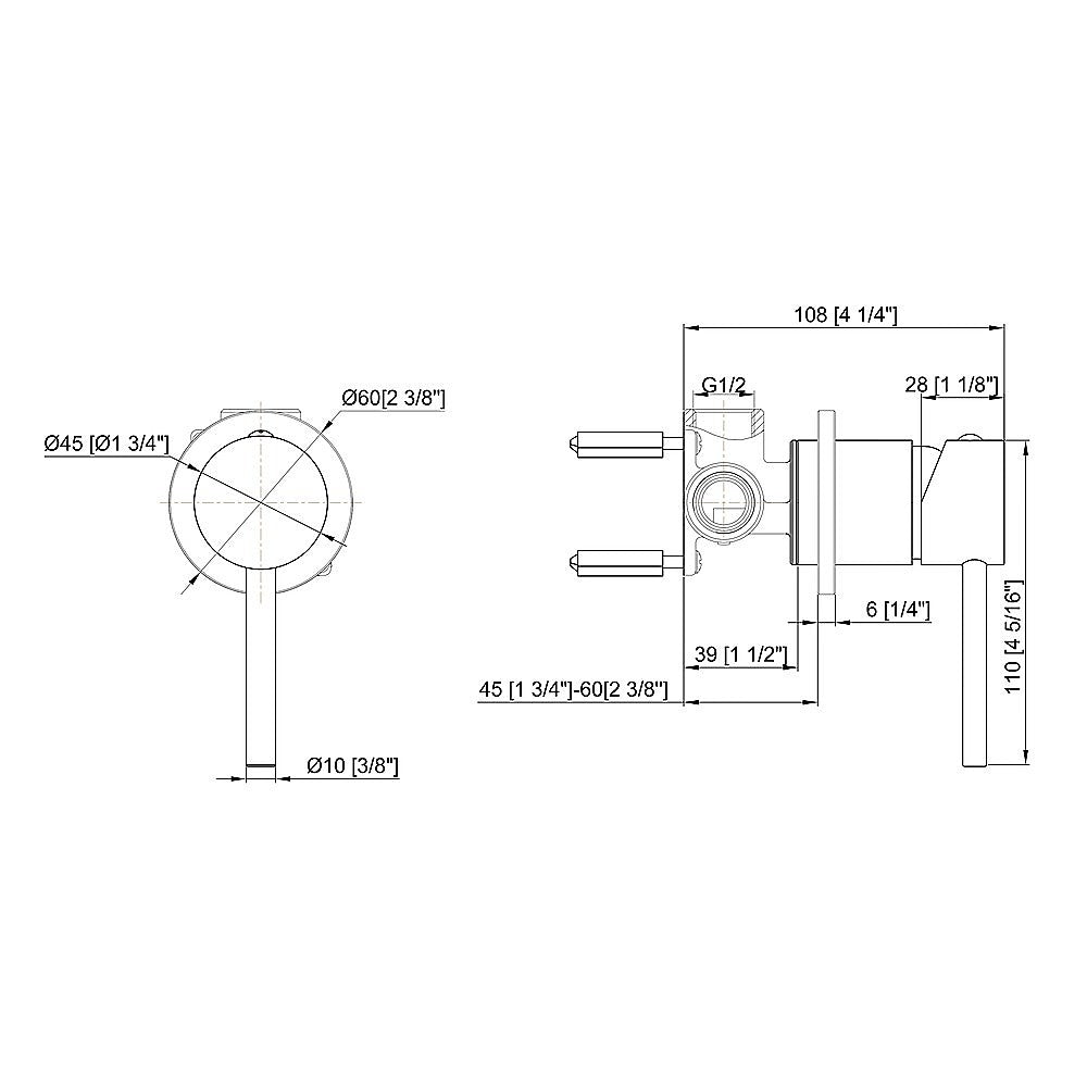 Bathroom Shower Bath Hot and Cold Square Mixer WATERMARK Certified in Chrome