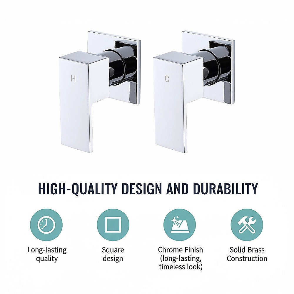 Bathroom Shower Bath Hot and Cold Square Mixer WATERMARK Certified in Chrome