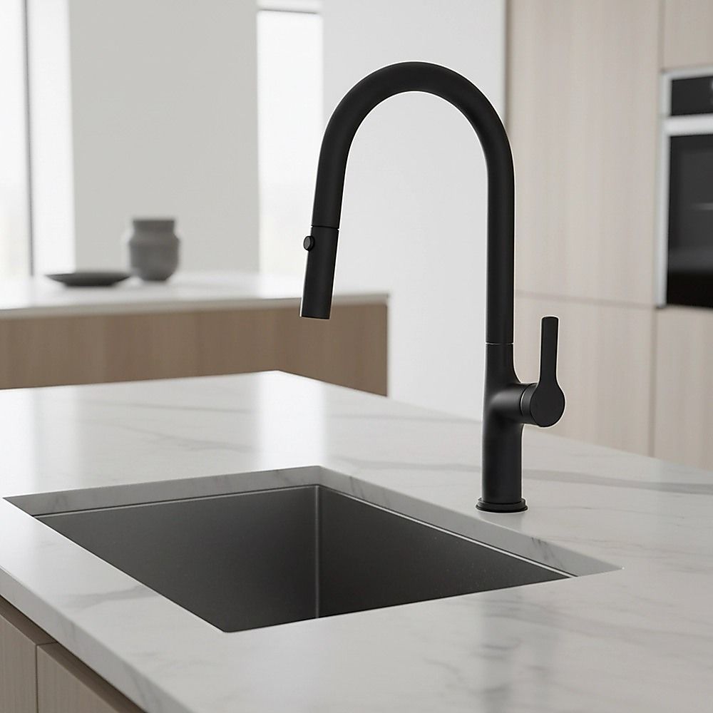 Black Pull Out Kitchen Mixer Tap Stainless Steel Sink Faucet WELS Certified