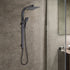 WELS 10" Rain Shower Head Set Square Dual Heads High Pressure with Handheld in Black