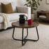 Round Coffee Side Table, Density Board Top, Metal Frame, 50x50x39cm Size