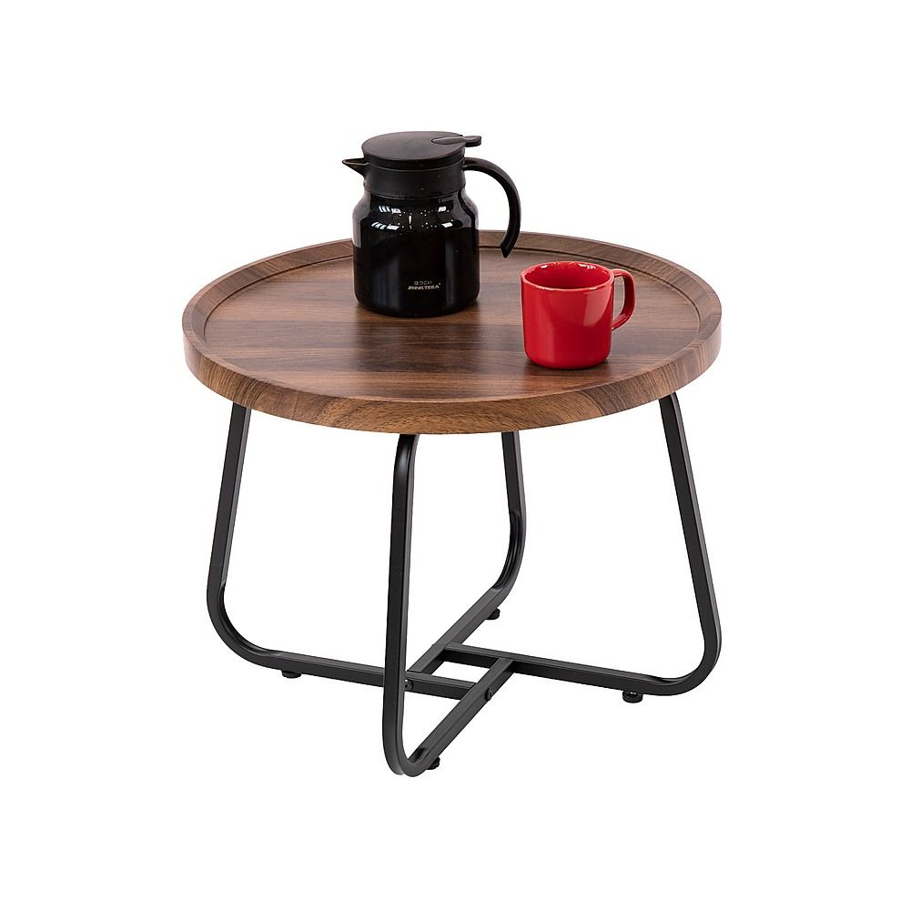 Round Coffee Side Table, Density Board Top, Metal Frame, 50x50x39cm Size
