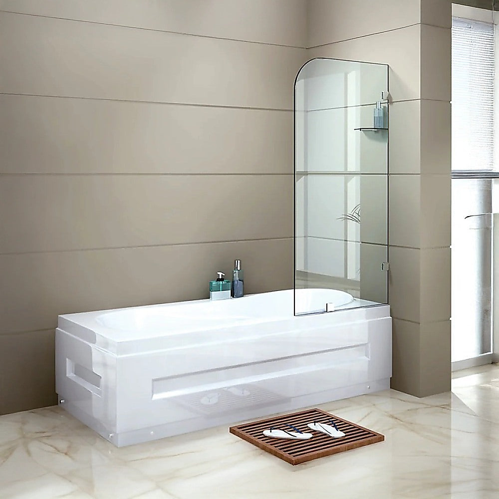 70cm Frameless Glass Bath Screen with Brackets - Chrome