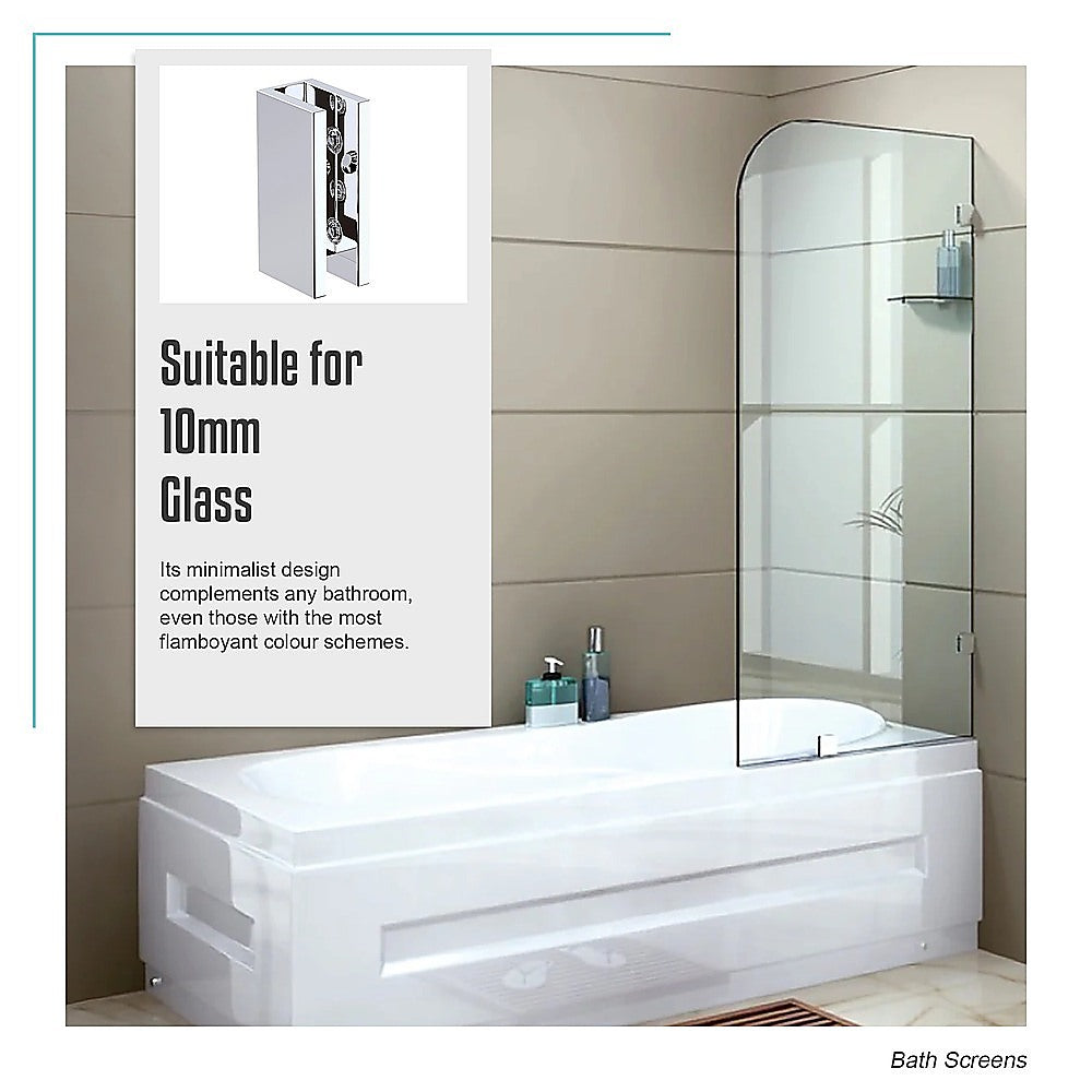 70cm Frameless Glass Bath Screen with Brackets - Chrome