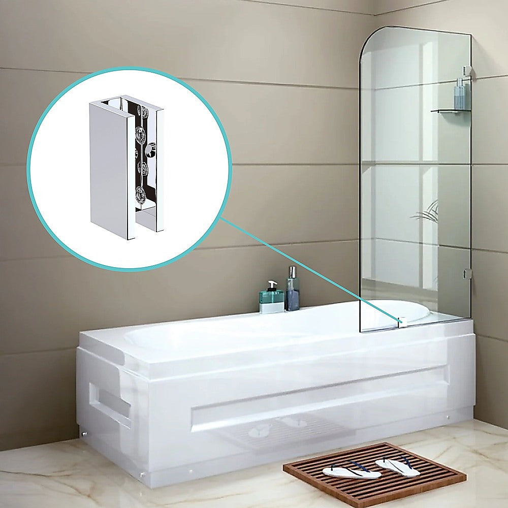 70cm Frameless Glass Bath Screen with Brackets - Chrome