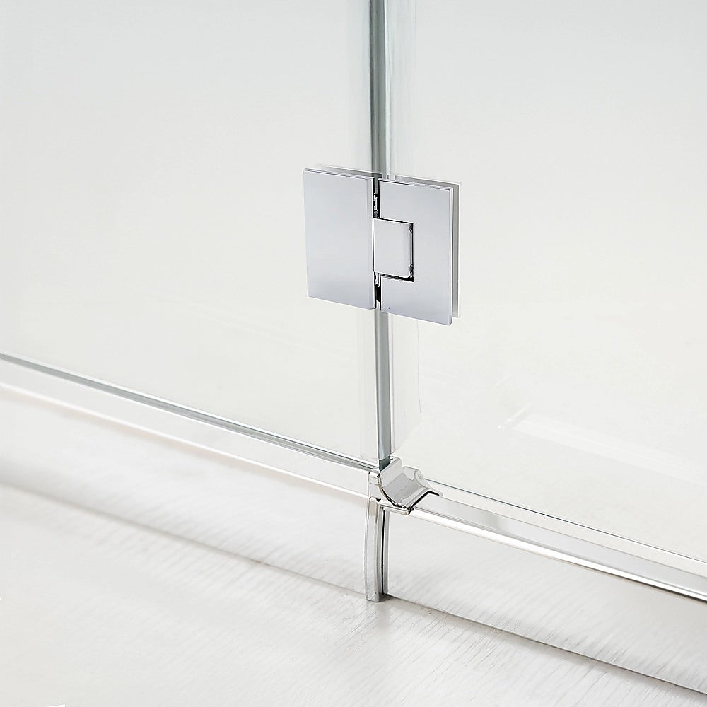 100cm Frameless Glass Bath Screen with Stainless Steel Brackets - Chrome
