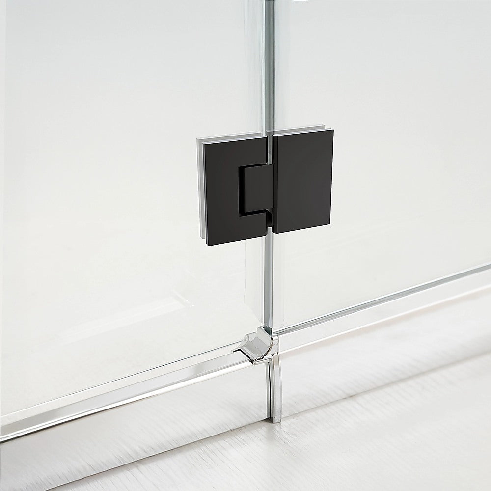 100cm Frameless Glass Bath Screen with Stainless Steel Brackets - Black