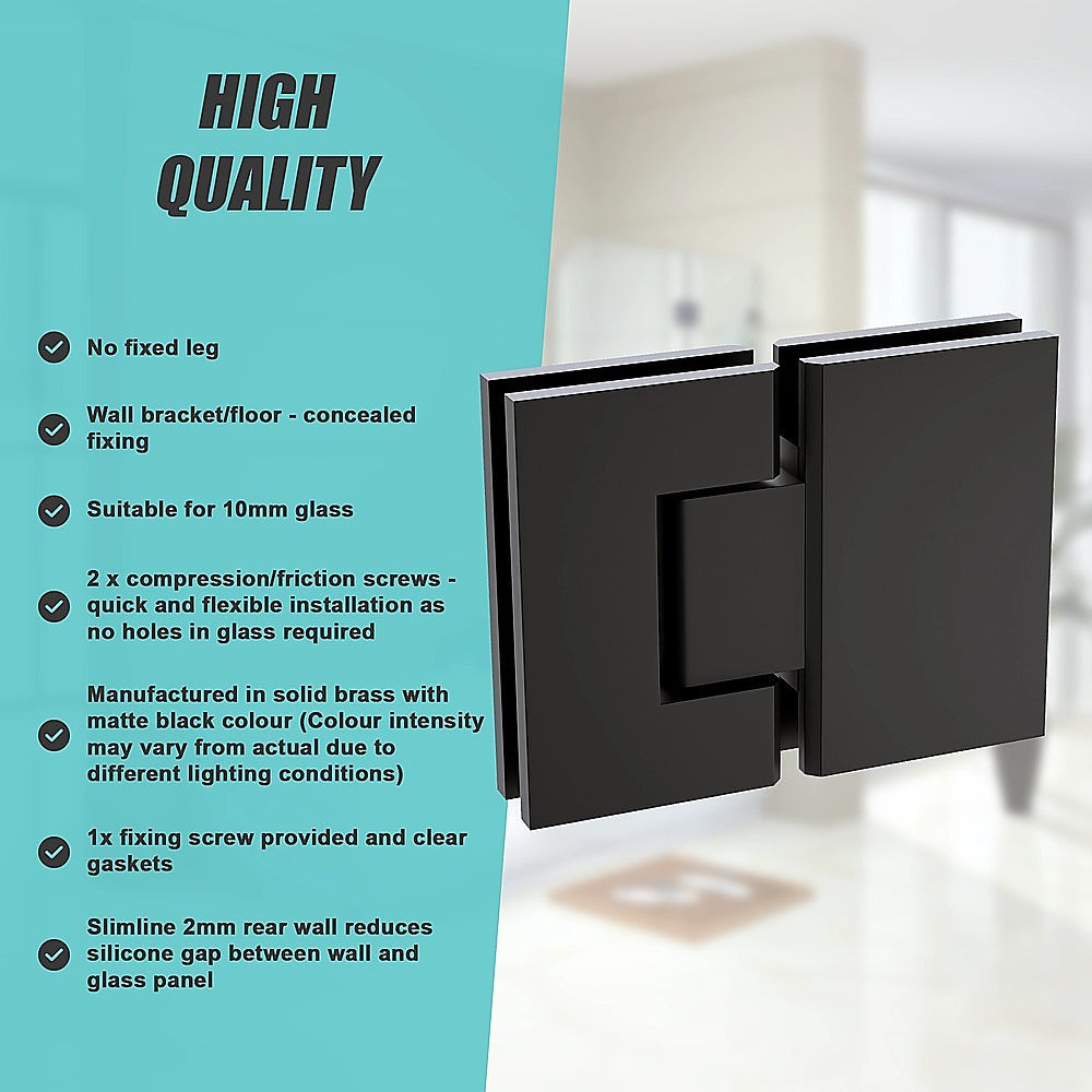 100cm Frameless Glass Bath Screen with Stainless Steel Brackets - Black