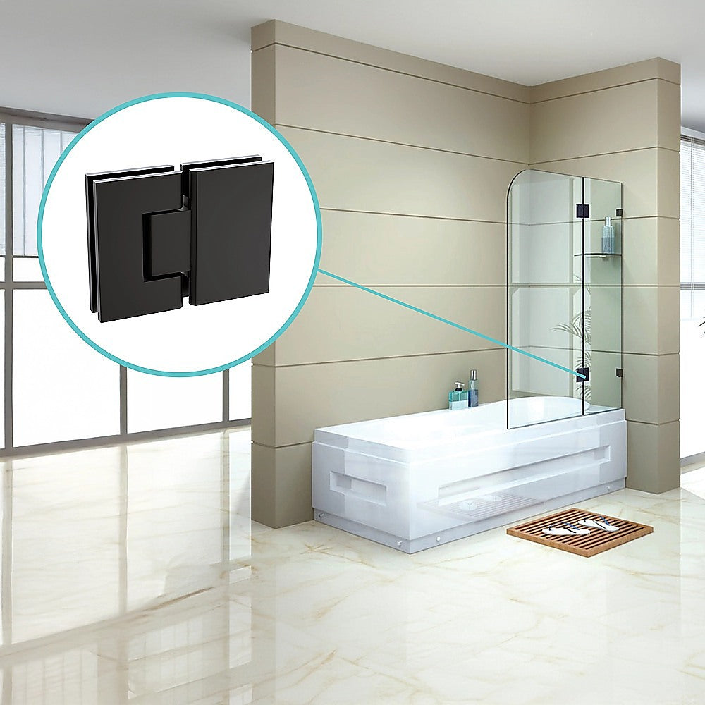 100cm Frameless Glass Bath Screen with Stainless Steel Brackets - Black