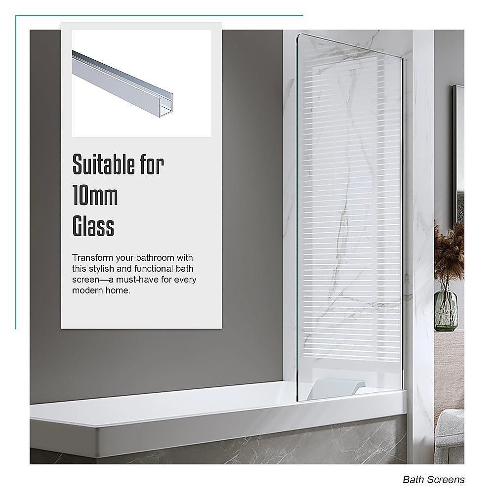 100cm Frameless Glass Bath Screen with Channel and Stainless Steel Hinges- Chrome
