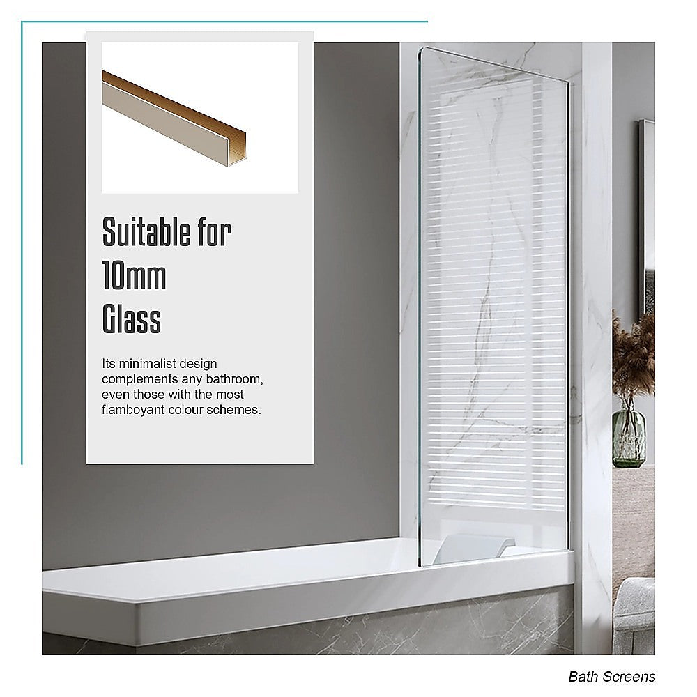 70cm Frameless Glass Bath Screen with Wall Channel - Nickel