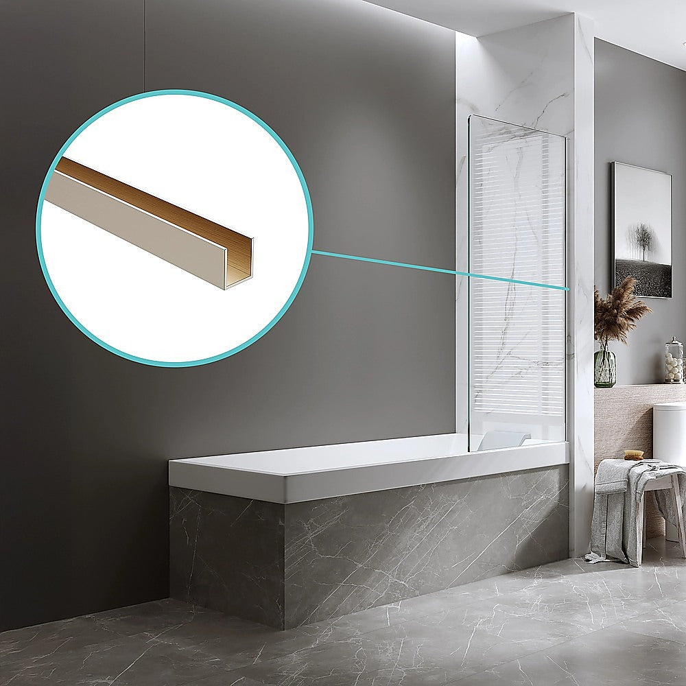 70cm Frameless Glass Bath Screen with Wall Channel - Nickel