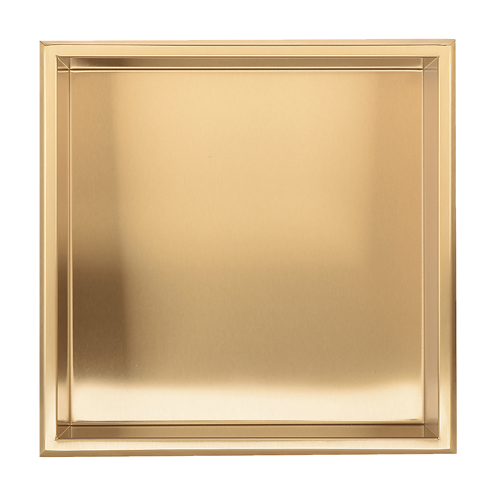 336 x 336 x 101mm Shower Niche Single Shelf Organizer No Tile Needed in Gold