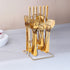 Tableware 24PC Gold Cutlery Set SS304 Household Knife Fork Spoon Kitchen with Storage Rack Dinner Service
