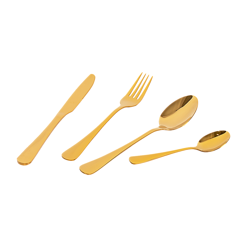Tableware 24PC Gold Cutlery Set SS304 Household Knife Fork Spoon Kitchen with Storage Rack Dinner Service