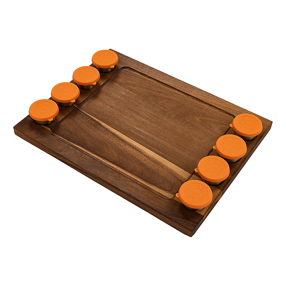 Serving Tray Double Sided Charcuterie Board 8 Sauce Cups Gift