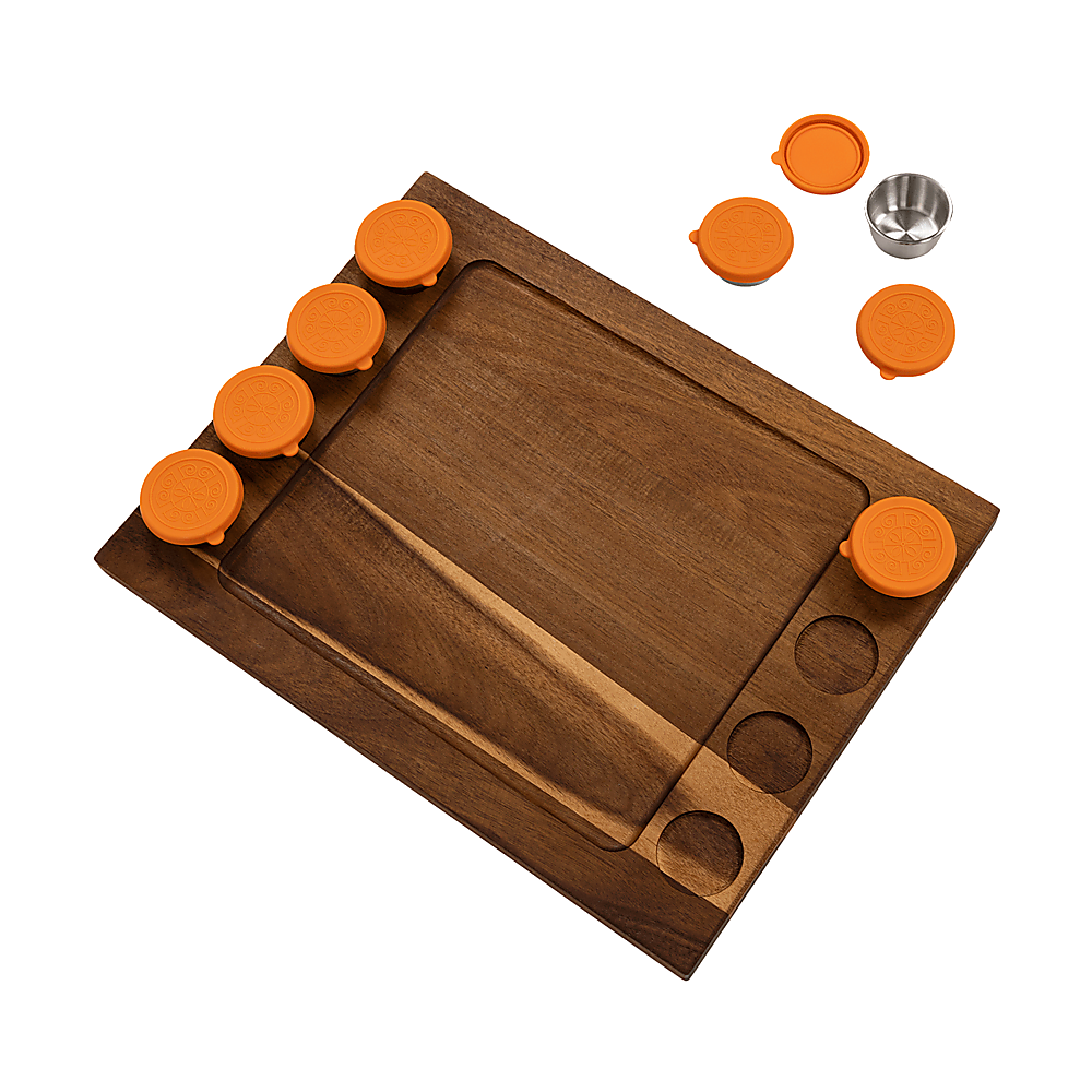 Serving Tray Double Sided Charcuterie Board 8 Sauce Cups Gift