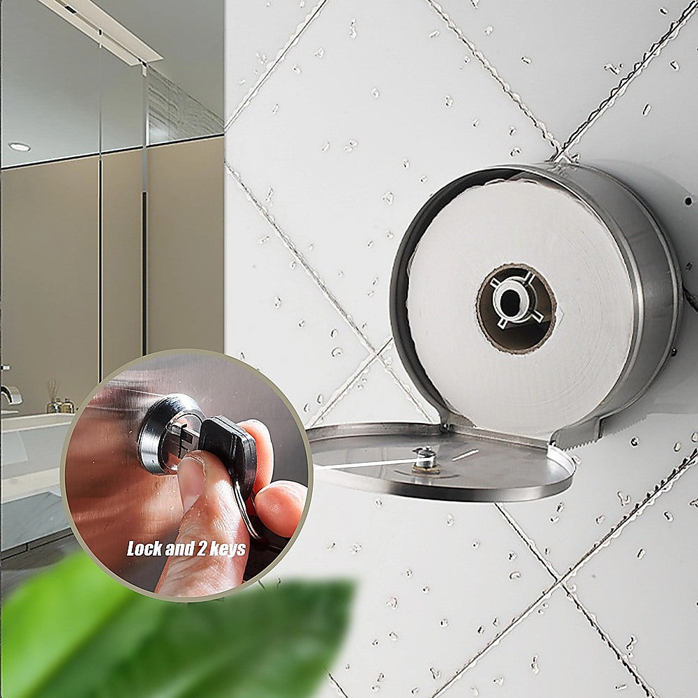 Toilet Paper Towel Dispenser Brushed Stainless Steel Wall-Mounted Bathroom Tissue