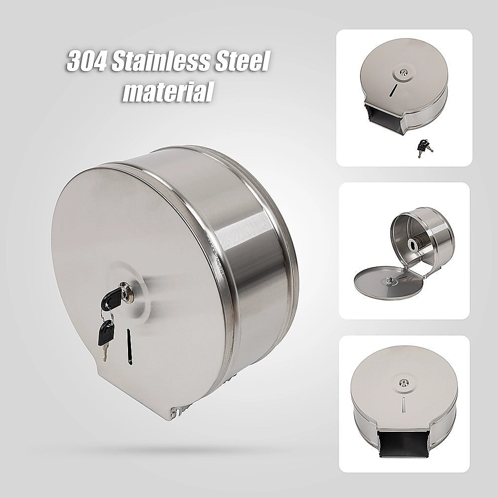 Toilet Paper Towel Dispenser Brushed Stainless Steel Wall-Mounted Bathroom Tissue